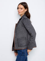 Charlie B Women's Reversible Plaid Leather Binding Jacket - Navy
