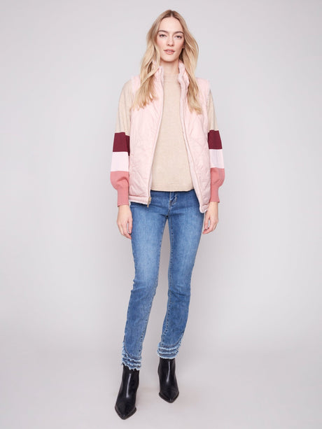 Charlie B Women's Reversible Quilted Faux Fur Vest - Ballet