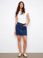 Charlie B Women's Scalloped Hem Button - Front Denim Skort - A&M Clothing & Shoes Westlock