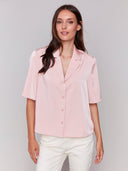 Charlie B Women's Short Sleeve Blouse - Guava