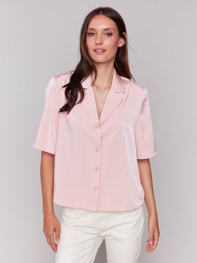 Charlie B Women's Short Sleeve Blouse - Guava