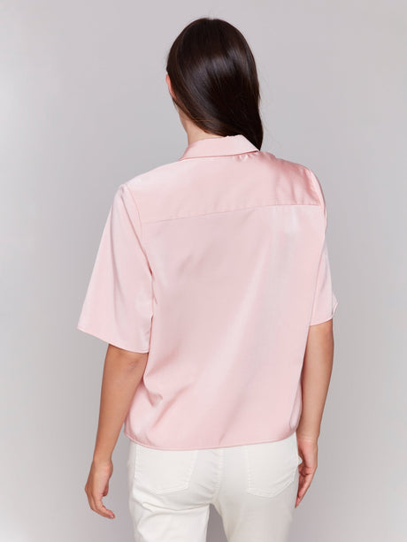Charlie B Women's Short Sleeve Blouse - Guava