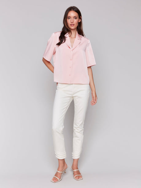 Charlie B Women's Short Sleeve Blouse - Guava