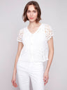 Charlie B Women's Short Sleeve Crochet Bolero Top - A&M Clothing & Shoes - Westlock