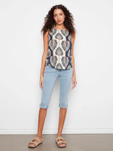 Charlie B Women's Sleeveless Linen Rounded Hem Blouse - A&M Clothing & Shoes