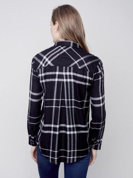 Charlie B Women's Soft Plaid Shirt - Black