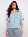 Charlie B Women's SS Button Front Tencel Patch Pocket Blouse - A&M Clothing & Shoes