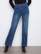 Charlie B Women's Straight Leg Front Panel Pocket Jeans - Washed Indigo