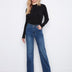 Charlie B Women's Straight Leg Front Panel Pocket Jeans - Washed Indigo