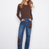 Charlie B Women's Straight Leg Heart Patch Pants - Washed Indigo