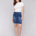 Charlie B Women's Stretch Denim Skort with Frayed Hem - A&M Clothing & Shoes - Westlock