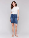 Charlie B Women's Stretch Denim Skort with Frayed Hem - A&M Clothing & Shoes - Westlock