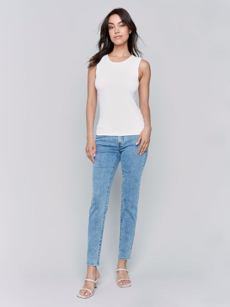Charlie B Women's Super Stretch Sleeveless Top - White