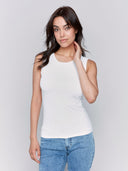 Charlie B Women's Super Stretch Sleeveless Top - White