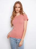 Charlie B Women's Tencel Rib Crew Neck T-Shirt - Carnation