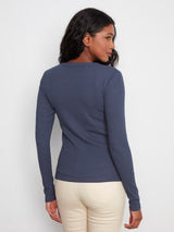 Charlie B Women's Tencel Rib Long Sleeve Crew Neck Top - Midnight