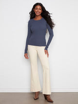 Charlie B Women's Tencel Rib Long Sleeve Crew Neck Top - Midnight