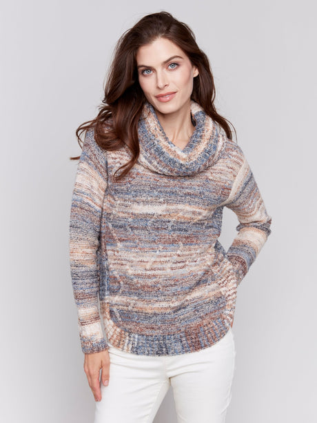 Charlie B Women's Two - Tone Cowl Sweater - A&M Clothing & Shoes - Westlock