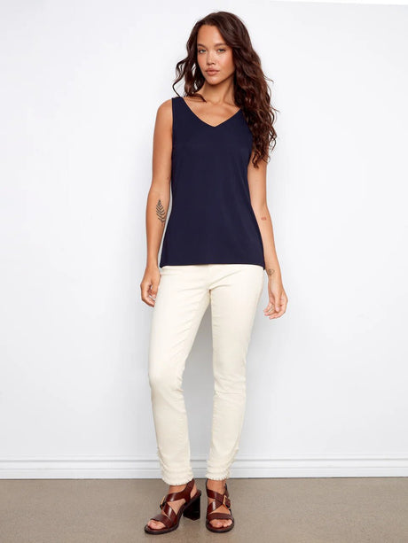 Charlie B Women's Wear 2-Way Bamboo Cami - Navy