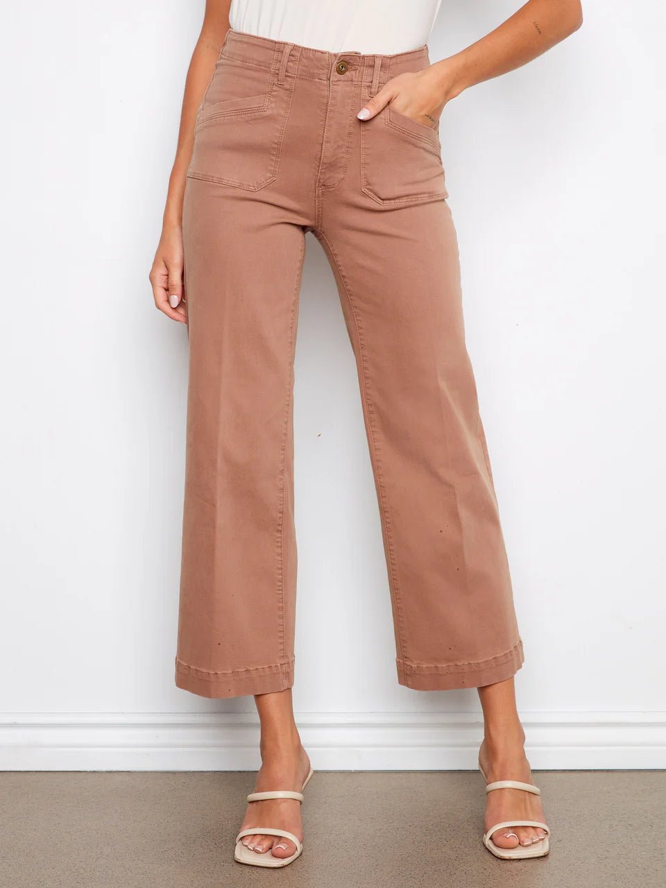 Charlie B Women's Wide Leg Twill Patch Pocket Pants - A&M Clothing & Shoes Westlock