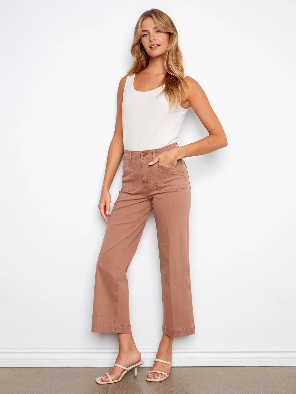 Charlie B Women's Wide Leg Twill Patch Pocket Pants - A&M Clothing & Shoes Westlock