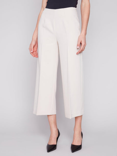 Charlie B Women's Zipper Wide-Leg Pants - Beige