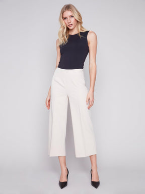 Charlie B Women's Zipper Wide-Leg Pants - Beige