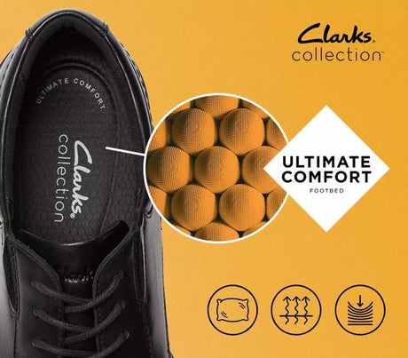 Clarks Men's Dresslite Cap Black Leather Dress Shoes - Black