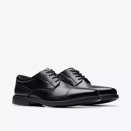 Clarks Men's Dresslite Cap Black Leather Dress Shoes - Black