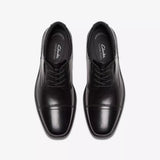 Clarks Men's Dresslite Cap Black Leather Dress Shoes - A&M Clothing & Shoes