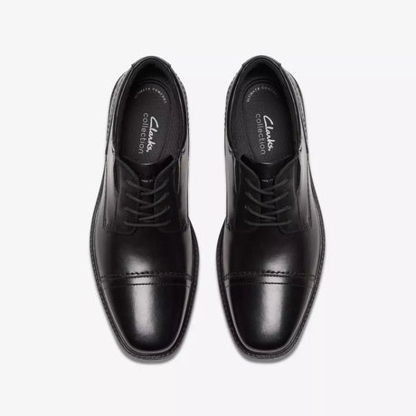 Clarks Men's Dresslite Cap Black Leather Dress Shoes - Black