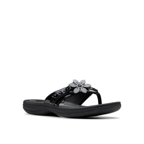 Clarks Women's Breeze Opal Black Pat Sandals - Black