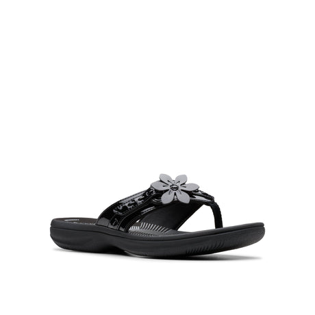 Clarks Women's Breeze Opal Black Pat Sandals - A&M Clothing & Shoes - Westlock