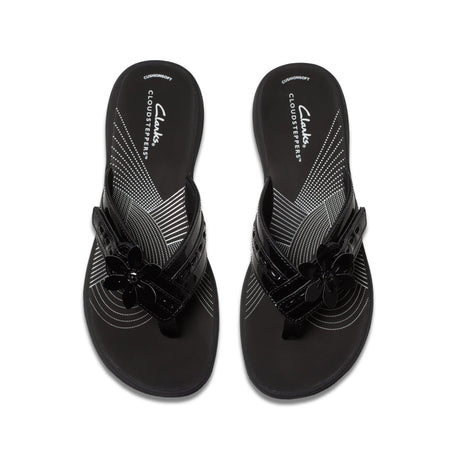 Clarks Women's Breeze Opal Black Pat Sandals - Black