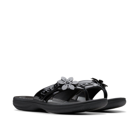 Clarks Women's Breeze Opal Black Pat Sandals - Black