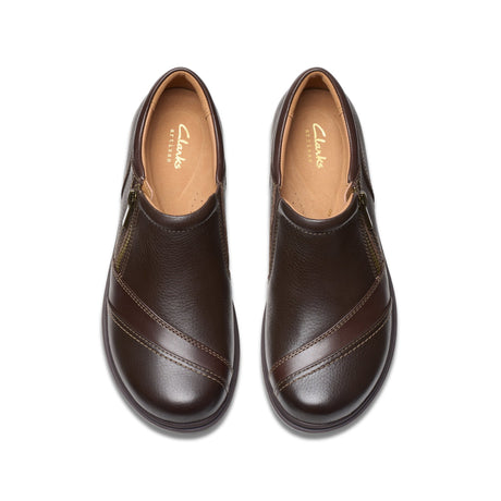 Clarks Women's Certina Pure Leather Shoe Wide - Dark Brown