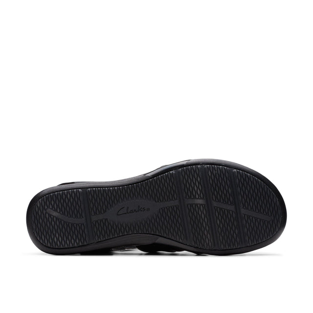 Clarks Women's Kitly Ave Black Leather Sandals - A&M Clothing & Shoes - Westlock