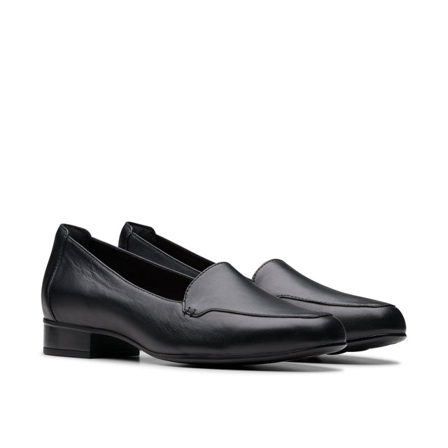 Clarks Women's Krystine Lily Black Leather Loafers Wide - Black