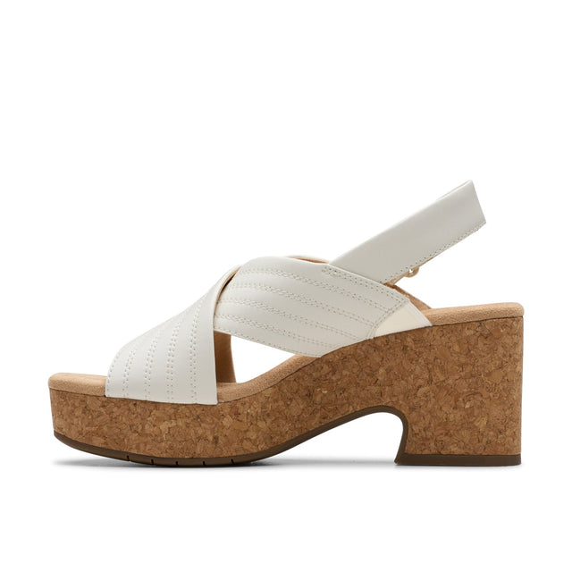 Clarks Women's Nerisa West White Leather Sandals - A&M Clothing & Shoes - Westlock