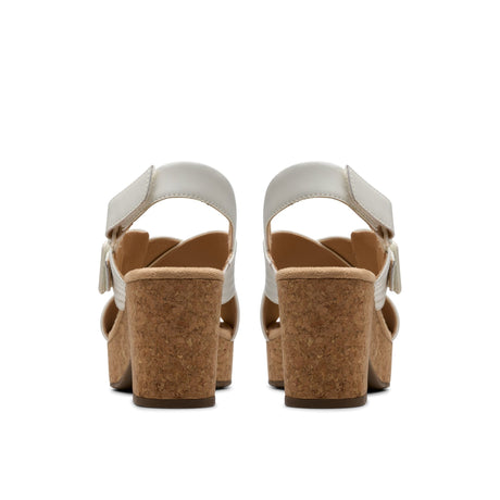 Clarks Women's Nerisa West White Leather Sandals - White
