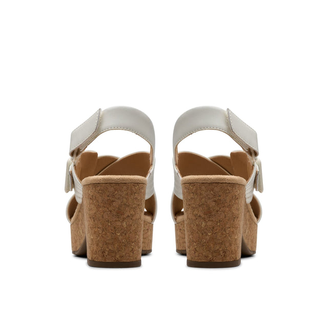 Clarks Women's Nerisa West White Leather Sandals - A&M Clothing & Shoes - Westlock