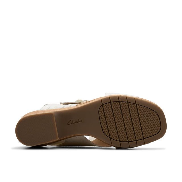 Clarks Women's Nerisa West White Leather Sandals - A&M Clothing & Shoes - Westlock
