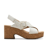 Clarks Women's Nerisa West White Leather Sandals - A&M Clothing & Shoes