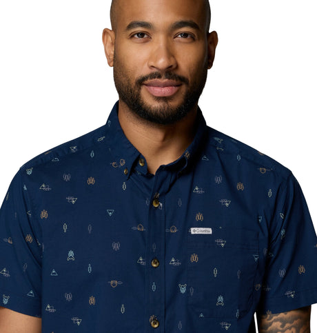 Columbia Men's Rapid Rivers Printed Short Sleeve Shirt - Navy
