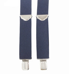 Custom Leather Men's Basic Work Suspender - Navy