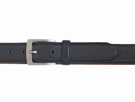 Custom Leather Men's Stitched Leather Belt - Black