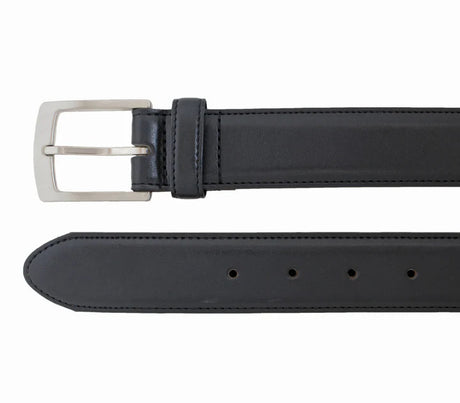 Custom Leather Men's Stitched Leather Belt - Black