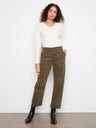 Charlie B Women's Smooth Twill Barrel Leg Patch Pocket Pants