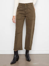 Charlie B Women's Smooth Twill Barrel Leg Patch Pocket Pants