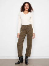 Charlie B Women's Smooth Twill Barrel Leg Patch Pocket Pants